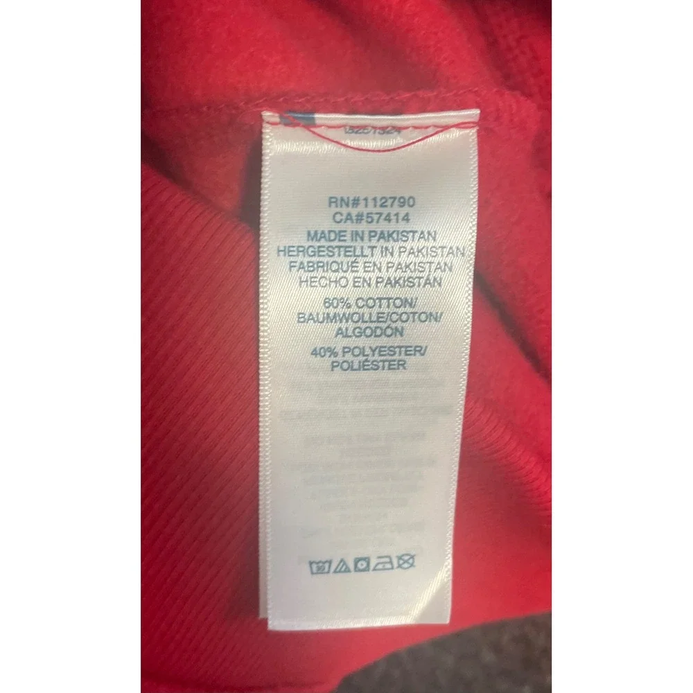True Religion Mens College HS Zip Hoodie Red Distressed Logo Sweatshirt L